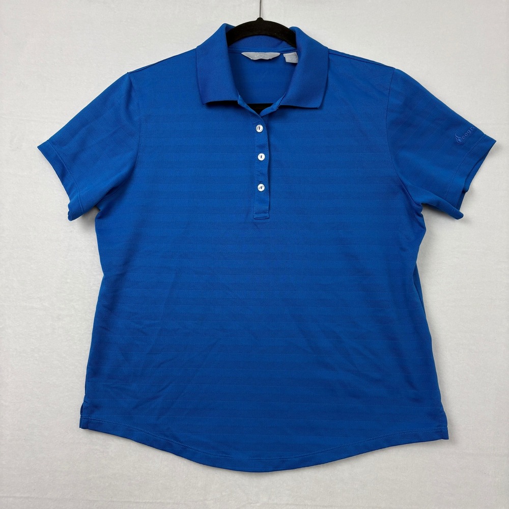 Callaway Womens Blue Striped Short Sleeve Golf Polo Shirt Size Large B1